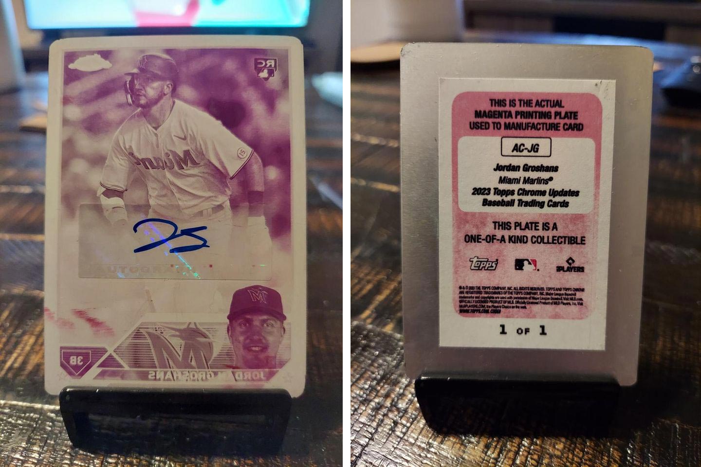 2023 Topps Chrome Update Jordan Groshans Magenta Printing Plate